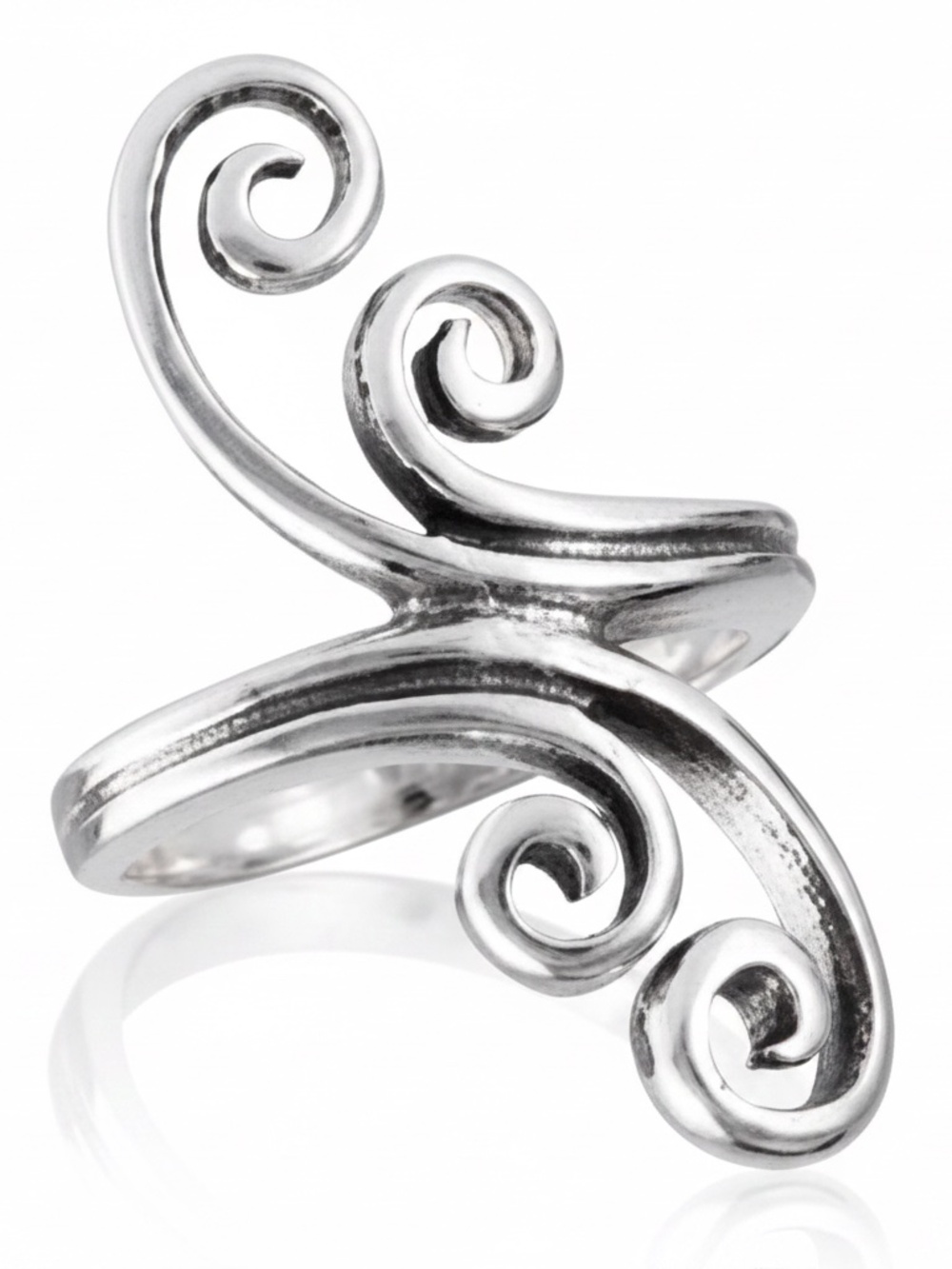 Womens Sterling Silver 925 Double Swirl Statement Ring - Picture 4 of 4